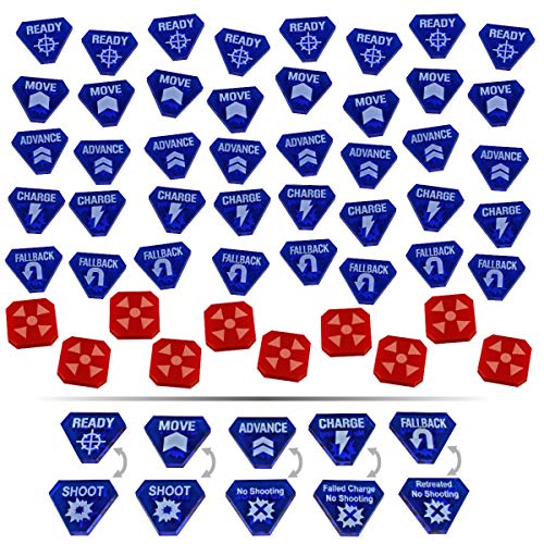 Juego de Token de Combate LITKO Compatible con WH:KT, Azul translúcido y Rojo (50) Juego de Token de Combate LITKO Compatible con WH:KT, Azul translúcido y Rojo (50)