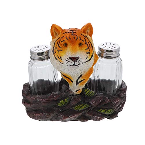 Jungle Animals - Juego de salero y pimentero con soporte, diseño de tigre pequeño