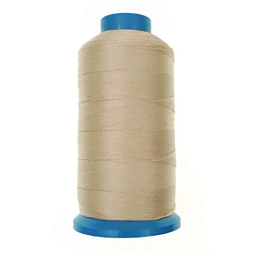 JZK 1500 yardas T70 69# beige fuerte resistente hilo de coser de nylon unido para tapicería de cuero jeans lona alfombra cortina de cuentas para máquina industrial, overlock, costura a mano