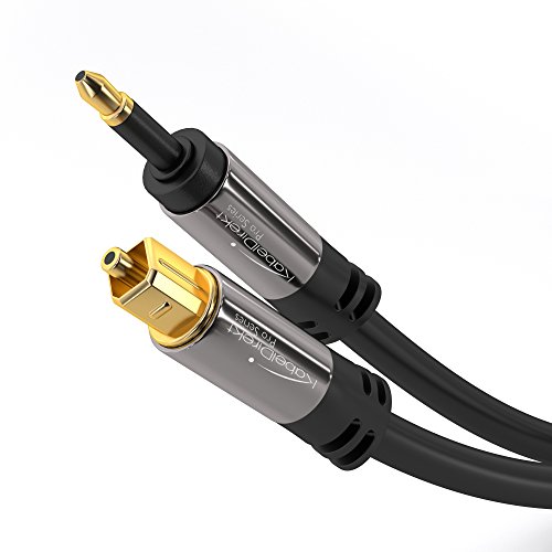 KabelDirekt – 1m – Cable Mini TOSLINK (cable de audio digital, óptico, TOSLINK a mini TOSLINK, cable de fibra óptica, transmite señales de audio digital a TV/amplificadores/HiFi, negro)