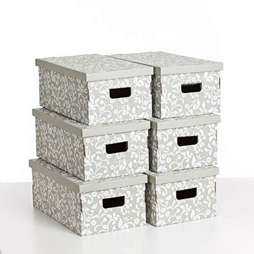 Kanguru Set De Seis Cajas De Almacenamiento En Cartón, UNDUETRE FLORAL - SET 2 PEZZI, Modelo Básico, Tamaño Grande, Flores, 29x51xh20 cm