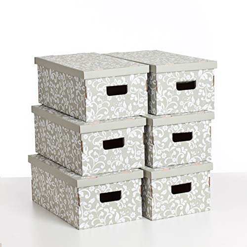 Kanguru Set De Seis Cajas De Almacenamiento En Cartón, UNDUETRE FLORAL - SET 2 PEZZI, Modelo Básico, Tamaño Grande, Flores, 29x51xh20 cm Kanguru Set De Seis Cajas De Almacenamiento En Cartón, UNDUETRE FLORAL - SET 2 PEZZI, Modelo Básico, Tamaño Grande, Flores, 29x51xh20 cm