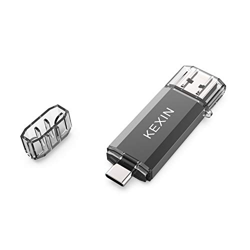 KEXIN 128GB Memoria USB Tipo C y USB 3.0 OTG Flash Drive Pendrive 128GB 2 en 1 Memory Stick para Portátil, Teléfono y Otras Dispositivos USB o Tipo C [128GB, Negro]