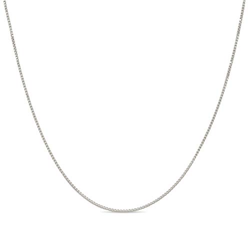 Kezef Collar - Cadena de Eslabón Cuadrado de 1 mm – Fina Plata De Ley 925 – Medidas de 35,6 cm a 1 m