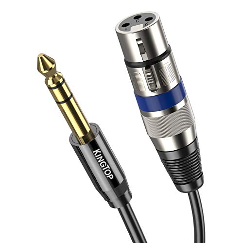 KINGTOP Cable XLR hembra a TRS macho de 6,35 mm para conexión de señal simétrica para micrófonos, consolas de mezclas, consolas de sonido de audio, amplificador de potencia (1,4 m)