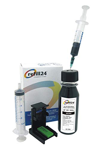 Kit de Recarga para Cartuchos de Tinta HP 300, 300 XL Negro, Incluye Clip y Accesorios + 100 ML Tinta Kit de Recarga para Cartuchos de Tinta HP 300, 300 XL Negro, Incluye Clip y Accesorios + 100 ML Tinta