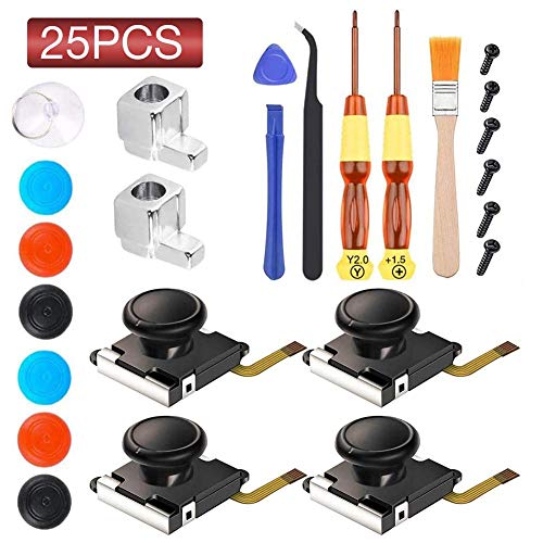 Kit De Reparación 25 En 1, Kit De Reparación De Reemplazo De Joystick, 25 Piezas, Joystick + Kit De Herramientas De Reparación Profesional, Compatible con Nintendo Switch Joy Cons Izquierdo Y Derecho