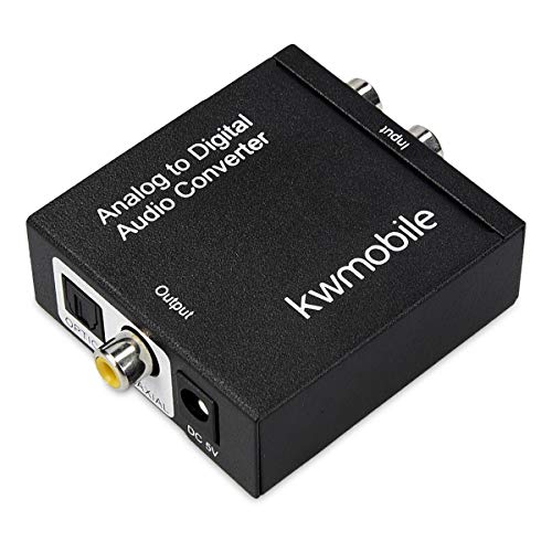kwmobile Conversor de Audio analógico a Digital - Convertidor de señal de Audio análogo - SPDIF/Toslink/Óptico/Coaxial/Cinch Conector TRS