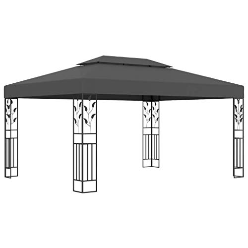 Lasamot Pabellón con Techo Doble pabellón de jardín protección Solar Carpa de jardín a Prueba de Agua para jardín Mercado Camping Bodas 3x4 m Antracita