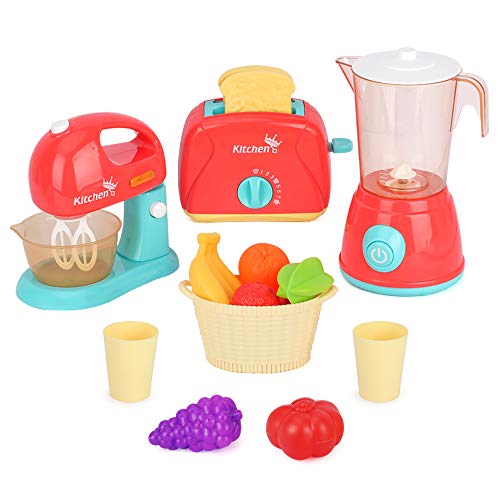 LBLA Juguetes de Electrodomésticos de Cocina, Juego de Roles de Cocina, Juguetes de Cocina Accesorios para Niños electrodoméstico con Licuadora Tostadora,Frutas