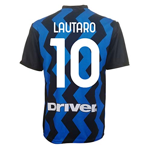 L.C. SPORT Camiseta del Inter Lautaro Martinez 10, réplica autorizada 2020-2021, para niño (tallas 2, 4, 6, 8, 10, 12), adulto (S, M, L, XL), Negro , 10-11 anni