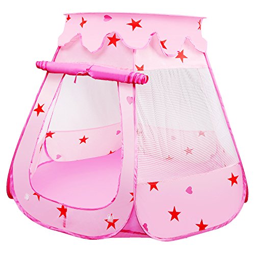 LEADSTAR Tienda de Campaña Infantil con Bolsa Casita de Tela para Jugar Piscina de Bolas Castillo para Interior y Exterior (Rosado)