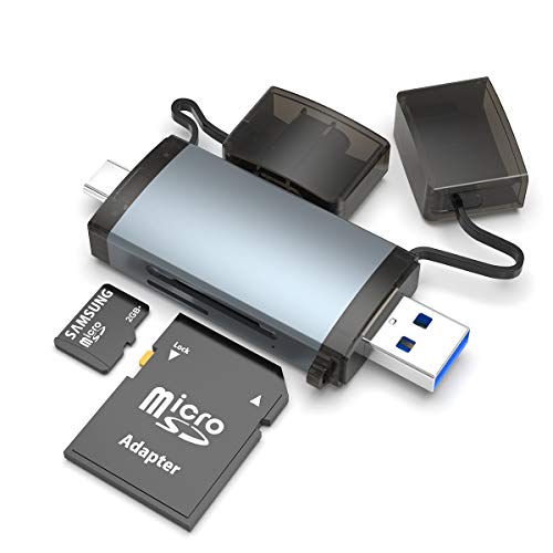 Lector de Tarjetas de Memoria SD/Micro SD, Adaptador Tarjeta de Memoria SD USB C USB 3.0 con Función OTG, Compatible con SD/Micro SD/SDHC/SDXC/MMC, para MacBook Pro, Galaxy S20, Huawei P40 Pro y más