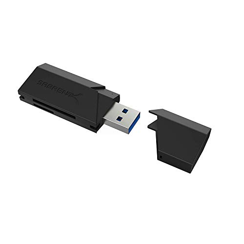 Lector USB 3.0 de tarjeta de memoria flash Sabrent SuperSpeed con dos ranuras para Windows, Mac, Linux y ciertos sistemas Android - Soporta SD , SDHC , SDXC , MMC / MicroSD , T-Flash [negro] (CR-UMSS)