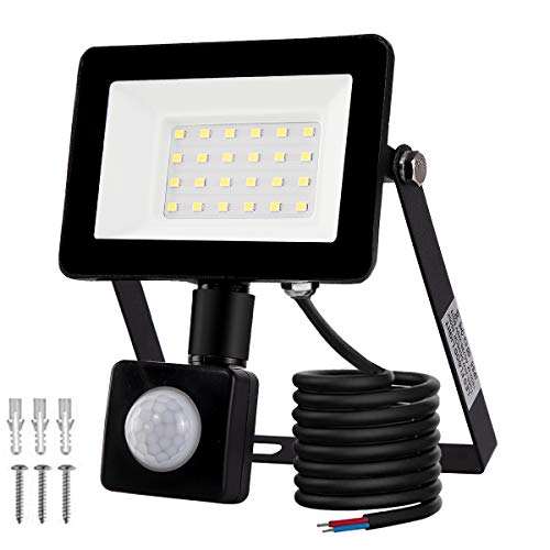 LED Foco Exterior con Sensor Movimiento, Proyector Led Impermeable IP65 Floodlight Led Foco Blanco Frío 6500K 1800lm Exterior Iluminación para Patio, Almacén, Camino, Jardín(20W)