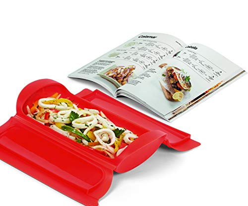 Lékué - Kit Estuche de vapor 1,2 personas + libro de recetas, 650 ml, Silicona Lékué - Kit Estuche de vapor 1,2 personas + libro de recetas, 650 ml, Silicona