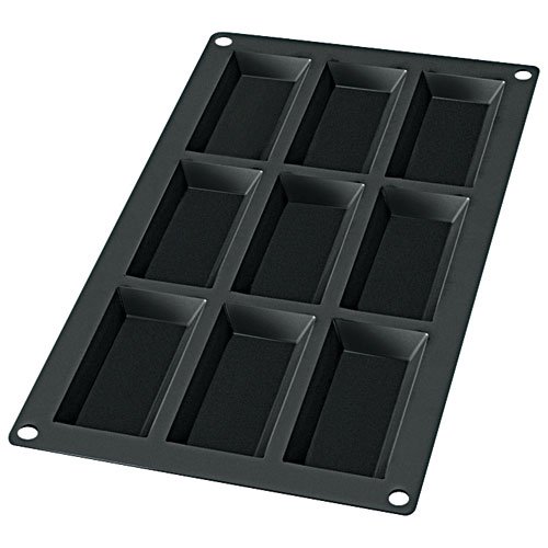 Lékué Multicavidad Negro Molde Gourmet Financier 9 CAV LK, Silicona, 9 cavidades