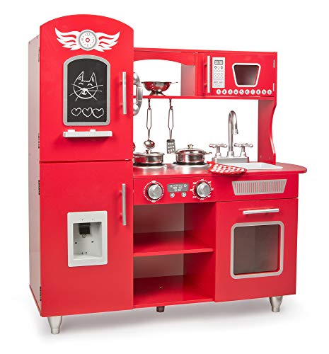 Leomark Big Red Grande Cocina Madera Infantil De Juguete - Color Rojo - Accesorios, para Niños, Cocinita con teléfono, Nevera, microondas, Utensilios de Metal, Pizarra, Altura: 89 cm Leomark Big Red Grande Cocina Madera Infantil De Juguete - Color Rojo - Accesorios, para Niños, Cocinita con teléfono, Nevera, microondas, Utensilios de Metal, Pizarra, Altura: 89 cm