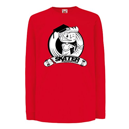 lepni.me Camiseta para Niño/Niña Pro Skate Academy para Patinadores, Longboard, Regalo para Skater (7-8 Years Rojo Multicolor)