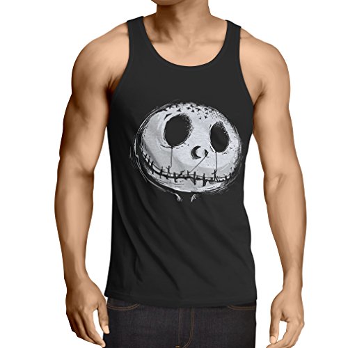 lepni.me Camisetas de Tirantes para Hombre cráneo asustadizo Cara - Pesadilla - Ropa de Fiesta de Halloween (X-Large Negro Multicolor)