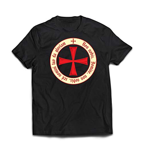 lepni.me Camisetas Hombre El Código de los Templarios Orden de Caballero Cristiano, Cruz del Cruzado (Large Negro Multicolor)