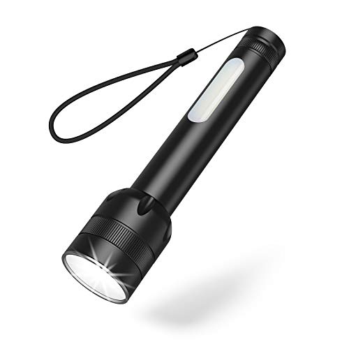 LEZUN Linterna LED, 1300 lúmenes, luz lateral 2 y 1 USB, recargable, portátil, impermeable, táctica, fuente de alimentación de emergencia,
