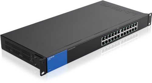 Linksys LGS124-EU - Unmanaged Switch Gigabit en Bastidor para Empresas (24 Puertos, detección automática, 1000 Mbps, optimización del Rendimiento, Plug and Play), Negro