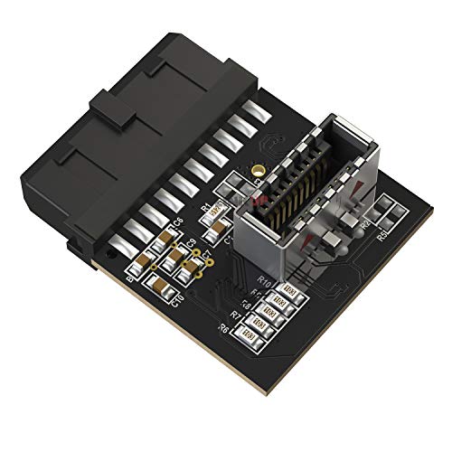LINKUP - [Chip Activa] USB 3.0 Interno IDC Conector de Placa Base de 20 Pines a Interno 3.1 A-Key Adaptador Hembra de 20 Pines Tarjeta Convertidor para Ranura Tipo C Panel Frontal