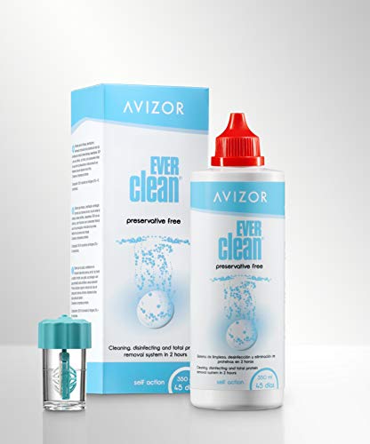 Líquido de lentillas AVIZOR EVER CLEAN 350 ml. Solución para limpieza y desinfección de todo tipo de lentes de contacto.