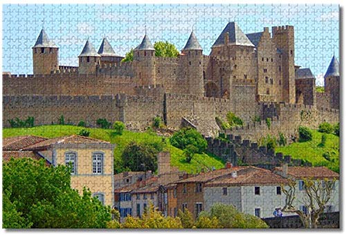 LIUWW Adultos Puzzle 1000 Piezas DIY Clásico Rompecabezas de Madera para Niños Educativo Puzzles descompresión de Interesantes Juguete-Castillo francés Carcassonne