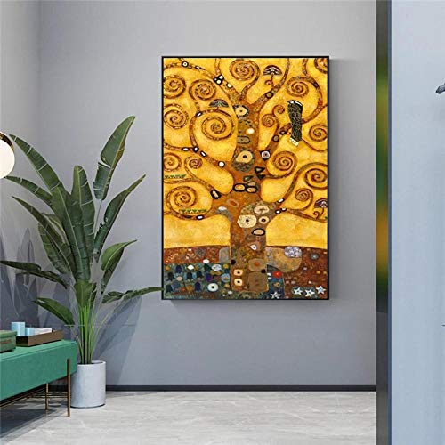 Lnxd Mini Rompecabezas de 1000 Piezas, Rompecabezas de Madera para ensamblar para Adultos, niños, Ocio, Juego Educativo, Divertido, Juguete, Gustav Klimt, árbol de la Vida, 75 x 50 cm