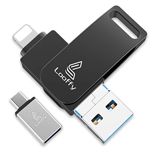 Looffy Pen Drive Memoria USB 128GB para iPhone Pendrive USB 3.0 Flash Drive para iPhone iPad iOS Android Móvil Tableta PC 4 en 1