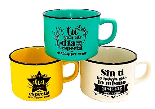 Lote de 6 Tazas con Frases"GRACIAS POR VENIR" (Precio Unitario) - Tazas Originales y Baratas para Detalles de Bodas, Bautizos y Comuniones. Tazas para regalar en Bodas Comprar Online en Amazon