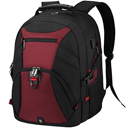 Lubardy Mochila Portátil Hombre 17.3 Pulgadas Impermeable Mochilas Ordenador para Puerto USB 17 Pulgadas Trabajo Viaje Negocio Escolares Mochila Multifuncional Daypacks Rojo