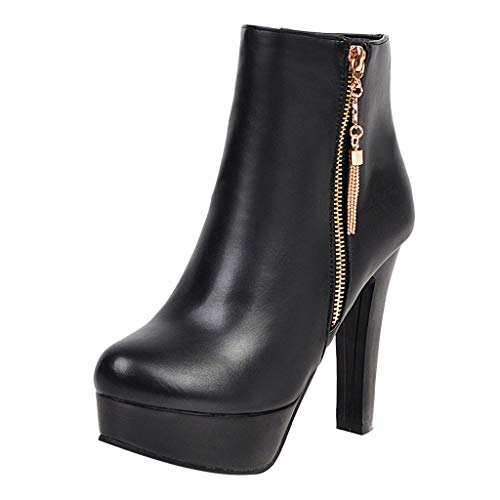 Luckycat Zapatillas Moda Botines Plataforma Sexy Stiletto Mujer Hebilla Dorado Tacón de Aguja Alto 11cm Cremallera Ankle Boots Zapatos Mujer Occidental Tacon De Aguja Cremallera Vestir Botines