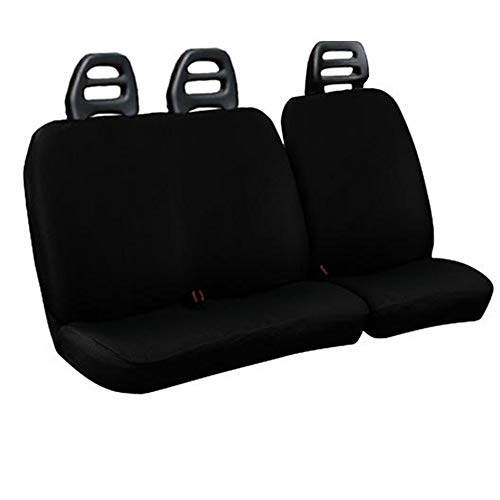 Lupex Shop C.B N Fundas para Asientos para Furgoneta, 3 plazas cinturón Bajo de Algodón Negro Compatibles para Citroen Jumpy