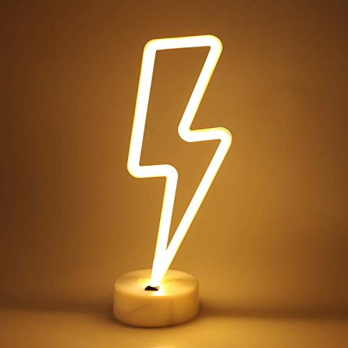 Luz de noche de relámpago con base, luces LED de neón con batería o USB, decoración de luz de neón para Navidad, fiesta de cumpleaños, sala de estar, dormitorio, mesa de niños, regalos Luz de noche de relámpago con base, luces LED de neón con batería o USB, decoración de luz de neón para Navidad, fiesta de cumpleaños, sala de estar, dormitorio, mesa de niños, regalos
