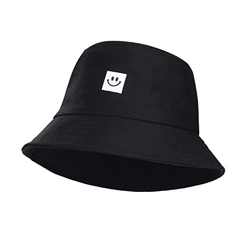 MaoXinTek Sombrero del Pescador Algodón Plegable Bucket Hat Al Aire Libre Visera para Senderismo Camping y Playa 56-58 cm Negro