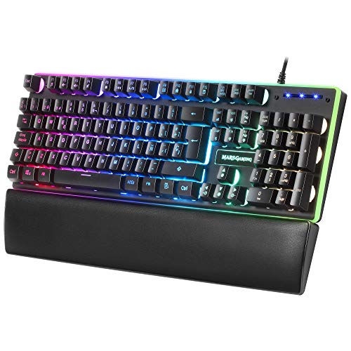 Mars Gaming MK320, Teclado RGB H-Mech, Reposamuñecas Acolchado, Español