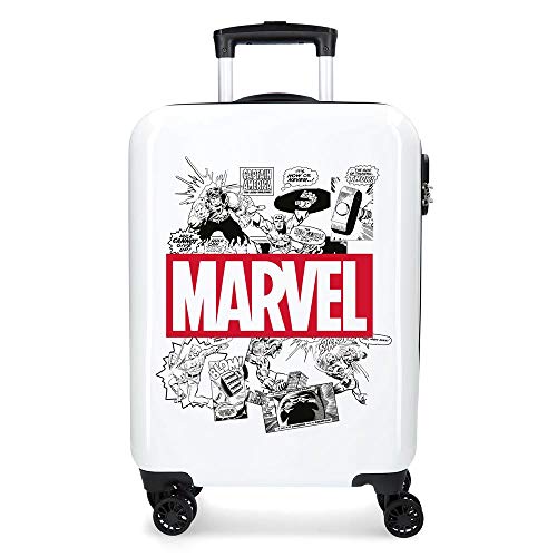 Marvel Los Vengadores Comic Maleta de cabina Blanco 40x55x20 cms Rígida ABS Cierre combinación 34L 2,6Kgs 4 Ruedas Dobles Equipaje de Mano