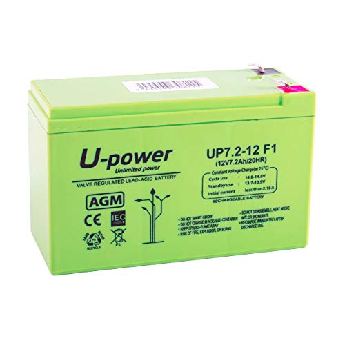 Master U-Power Batería Plomo AGM 7.2Ah 12V FASTON F1 4.8mm, UP, MU-UP7.2-12F1 Master U-Power Batería Plomo AGM 7.2Ah 12V FASTON F1 4.8mm, UP, MU-UP7.2-12F1