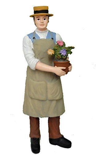 Melody Jane Casa de Muñecas Personas Hombre con Flores en Maceta Jardinero Figura de Resina