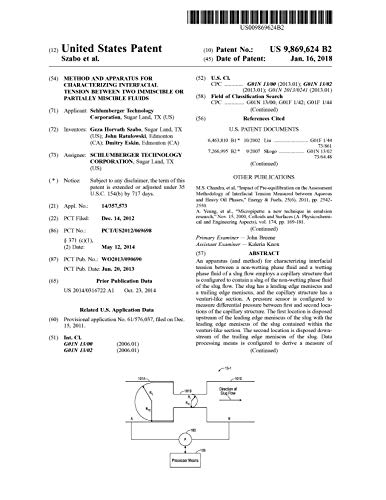 Method and apparatus for characterizing interfacial tension between two immiscible or partially miscible fluids: United States Patent 9869624 (English Edition)