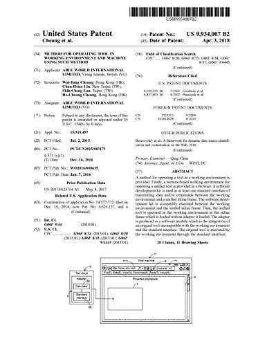 Method for operating tool in working environment and machine using such method: United States Patent 9934007 (English Edition)
