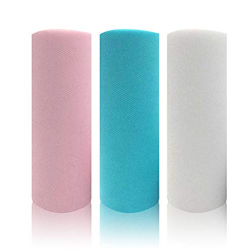 MHwan Tela de Tul en Rollo, Rollo De Tul, Rollos de Tul Brillantes y duraderos de 50 cm x 5 Yardas para la decoración del Banquete de Boda Falda de tutú Envoltura, 3 Piezas MHwan Tela de Tul en Rollo, Rollo De Tul, Rollos de Tul Brillantes y duraderos de 50 cm x 5 Yardas para la decoración del Banquete de Boda Falda de tutú Envoltura, 3 Piezas