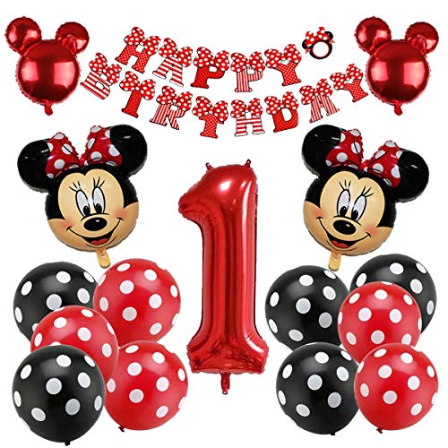 Mickey Party Globos, Decoraciones de cumpleaños de Mickey Mouse, Globos número para la Fiesta Temática de Mickey Mouse Artículos de Fiesta de Mickey y Minnie para Primer Cumpleaños