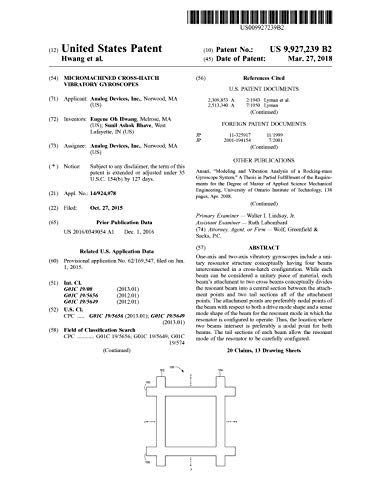 Micromachined cross-hatch vibratory gyroscopes: United States Patent 9927239 (English Edition)