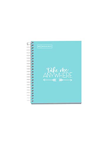 MIQUELRIUS - Cuaderno Notebook Messages - 1 franja de color, A6, 100 Hojas cuadriculadas de 5mm, Papel 90 g, Sin Taladros, Cubierta de Cartón Extra Duro, Color Azul Cielo