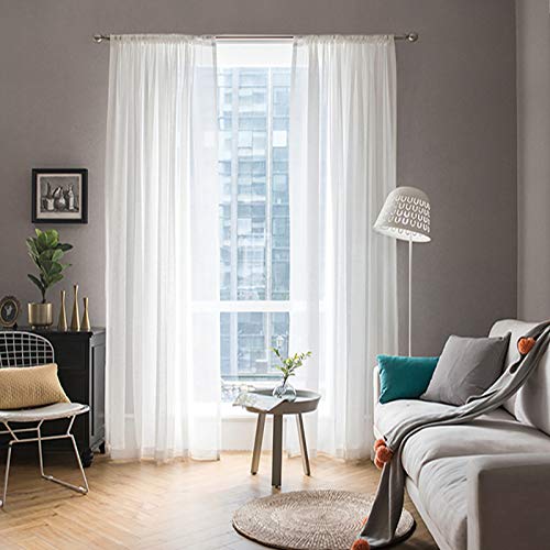 MIULEE Cortinas Poliéster Translucida de Dormitorio Moderno Ventana Visillos Salon para Sala Cuarto Dormitorio Comedor Salon Cocina Salón de Blanco 2 Unidades 140x225cm MIULEE Cortinas Poliéster Translucida de Dormitorio Moderno Ventana Visillos Salon para Sala Cuarto Dormitorio Comedor Salon Cocina Salón de Blanco 2 Unidades 140x225cm