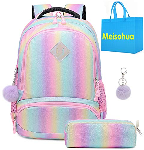 Mochila Rainbow Glitter para niñas - Mochila Preescolar para niños Lindos Mochila de Viaje Ligera Mochila Informal Encantadora Regalo para niñas (Rainbow)